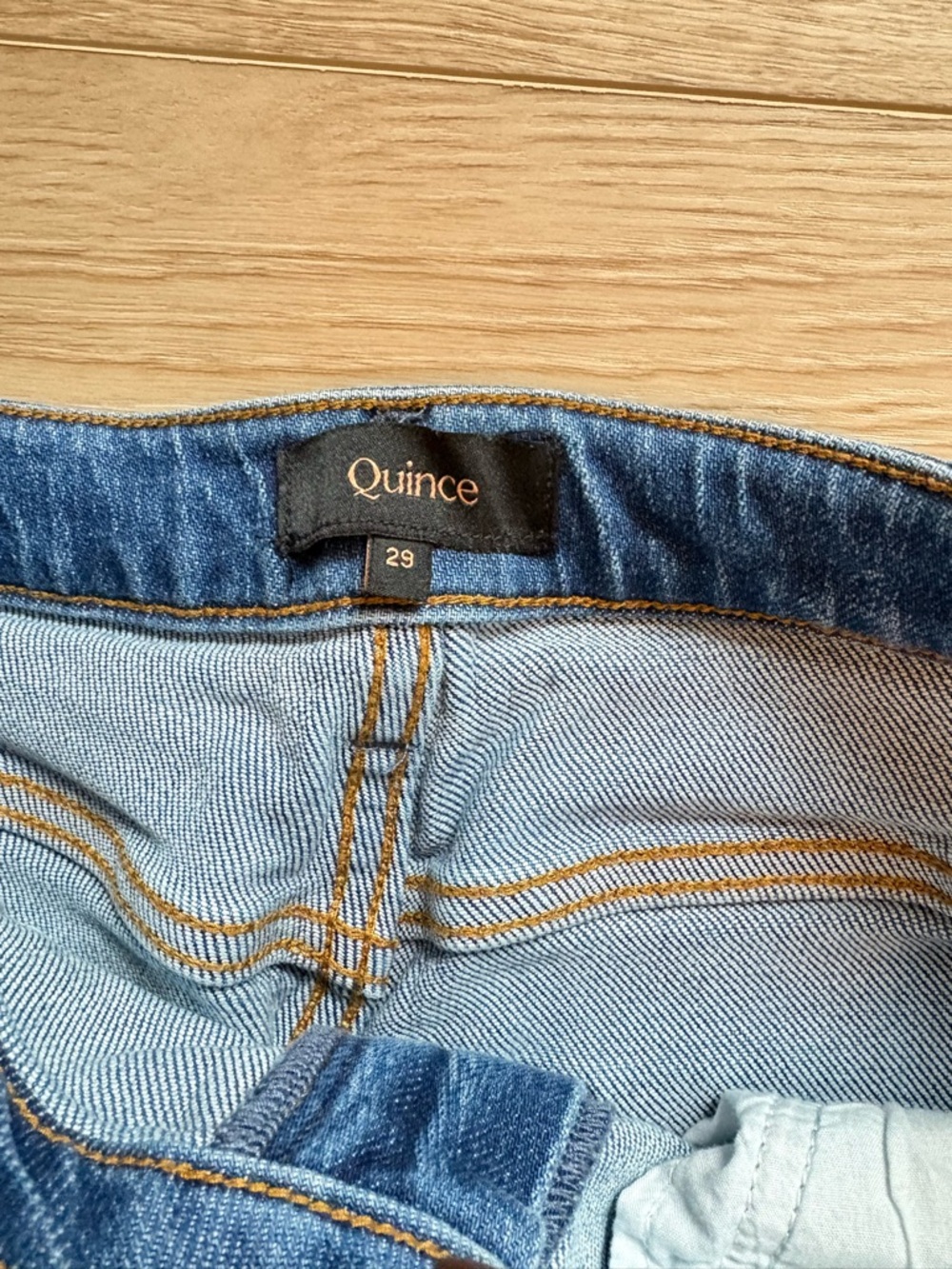 Quince Bella relaxed straight leg jeans, medium blue, size 29 - Picture 4 of 5